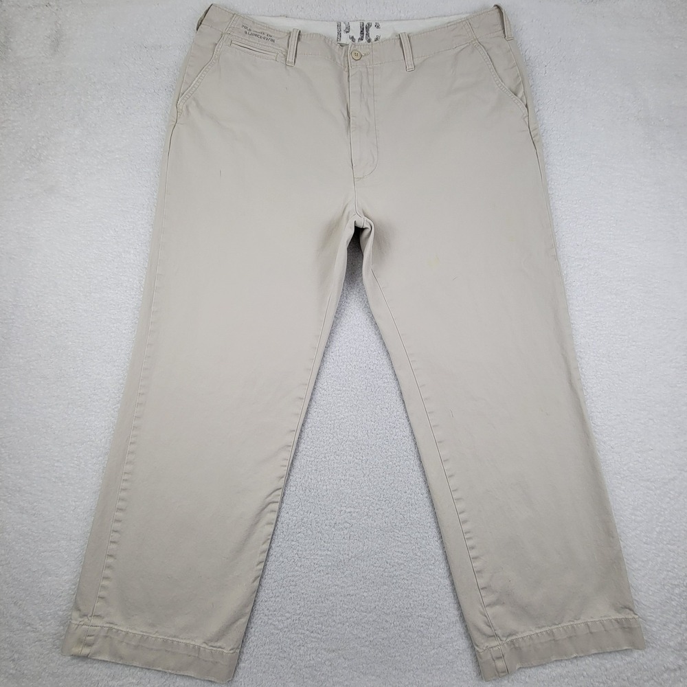 Polo Jeans Co Pants Mens 40x31 Beige Khaki Flat Front Cotton Chino Ralph Lauren